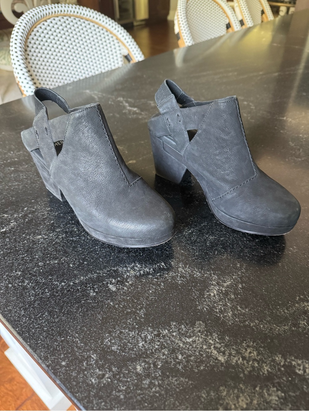 Eileen Fisher Black Suede Cutout Block Heel Booties